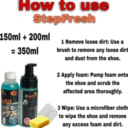 StepFresh Shoe Cleaner Foam (150ml) with Refill (200ml) Effective Shoe Care Solution Cleaner image 3