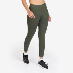 domyos Women's Cotton Fitness Leggings 100 - Khaki Green-picture-26