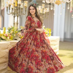miss clothing Printed Georgette Stitched Anarkali Gown-picture-10