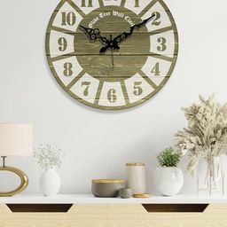 OLIVE TREE Olive Green & Beige Colourblocked Analogue Contemporary Wall Clock-picture-38