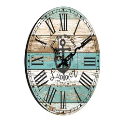 OLIVE TREE Blue & Beige Printed Analogue Contemporary Wall Clock image 4
