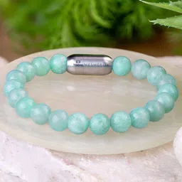Mesmerize Unisex Stainless Steel Serene Amazonite Stone Studded Elasticated Bracelet-picture-50