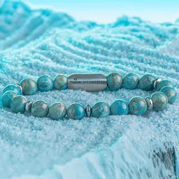 Mesmerize Unisex Stainless Steel Harmony African Turquoise Elasticated Bracelet-picture-38
