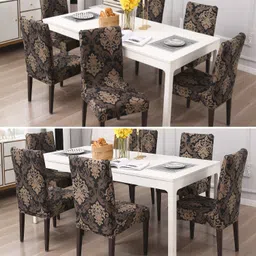 hokipo Polyester 6 Seater Chair Damask Cover image 4