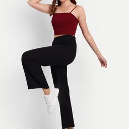 next one Women Loose Fit Black Lycra Blend Trousers image 3