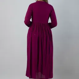 ANANDITA Women Geometric Embroidered Flared Sleeves Thread Work Anarkali Kurta image 5