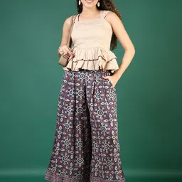 v-mart Women Regular Fit Blue Cotton Blend Trousers image 5