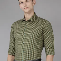 park avenue Men Slim Fit Checkered Formal Shirt image 4