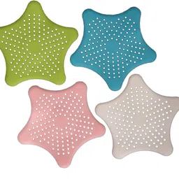 sanchana Silicone Drain Star Shaped Sink Filter Using Kitchen and Bathroom (Multi-Color) (Pack of 4) Hair Wash Basin-picture-12