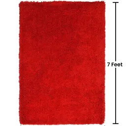 presto Red Solid Polyester 5 ft x 7 ft Machine made Carpet image 3