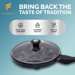 florenza Paniyaram Maker Glass Lid Paniarakkal with Lid 1.23 L capacity 22 cm diameter-picture-15