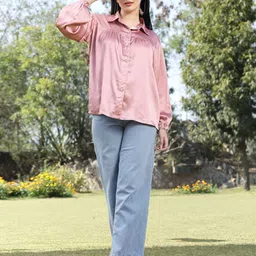 pluss Women Regular Fit Solid Spread Collar Party Shirt image 1
