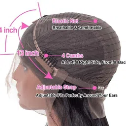 hamsri 100% human hair Long Front lace Wig for Women & Girls (28”,Natural brown)-N Hair Extension image 3