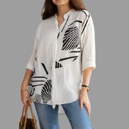 pp productions Women Regular Fit Printed Mandarin Collar Casual Shirt-picture-27