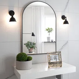 hind decor Stylish Metal Frame Hanging Mirror | Dual Mount| Decorative Mirror Bathroom Mirror-picture-20