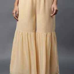 elleven Women Loose Fit Gold Polyester Trousers image 1