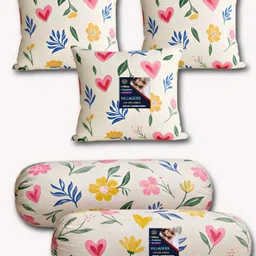 villagers Microfibre Bolster Pack of 5 Floral 3 Cushion and 2 Bolster-picture-13