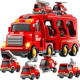 gknex Fire Rescue Transport Truck Set Includes Fire Engines & Helicopter-picture-18