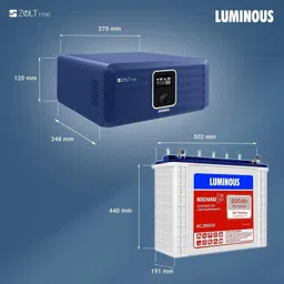 luminous Zolt 1100 Inverter with RC25000 200 Ah Tall Tubular Battery Tubular Inverter Battery image 5