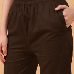 vastiram Women Flared Brown Pure Cotton Trousers image 4
