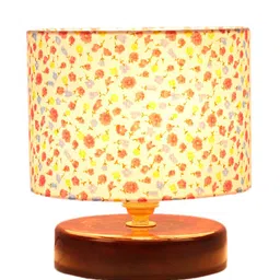 Devansh Multicoloured Small Flower Printed Table Lamp With Wood Base image 4