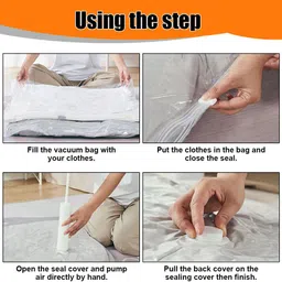 fancyku Vacuum Bags for Clothes with Pump 6pcs Vacuum Storage Bags with 2L+2M+2S Sizes Travel Storage Vacuum Bags image 4