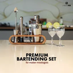 urbanfix 9-Piece Bartender Kit with Bamboo Stand – Premium Bar Set for Home: Shaker, 9 - Piece Bar Set image 2