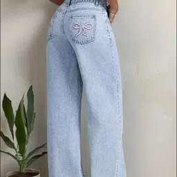 nifty Women Loose Fit High Rise Light Blue Jeans image 2