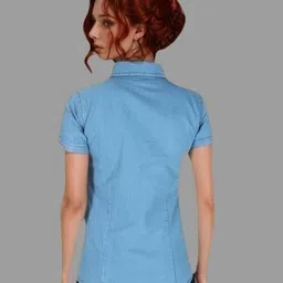 houseofcommon Women Regular Fit Solid Button Down Collar Casual Shirt image 2