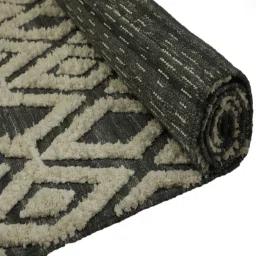 Grey Floral Polyester 5x8 Feet Hand Woven Carpet by The Woven Legacy image 5