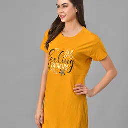 christy world Pack of 2 Women Typography Round Neck Pure Cotton Green, Yellow T-Shirt image 5
