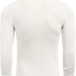 jackbuzz Men Solid High Neck White Sweater image 3