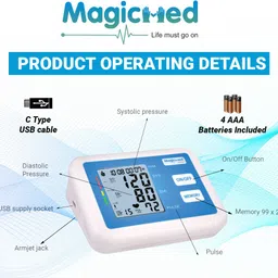 magicmed Upper Arm Portable Digital Blood Pressure Monitor BP Machine With Micro USB 3 Year Domestic Warranty Bp Monitor image 3
