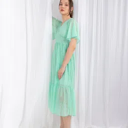 Stylecast X Hersheinbox Flared Sleeve Midi Empire Dress image 3