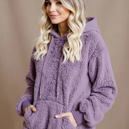 fairiano Women Full Sleeve Solid Hooded Sweatshirt image 3