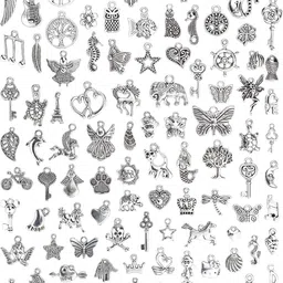 Rinkis craft Bulk Lots Jewelry Making Silver Charms Mixed Smooth Tibetan Silver Metal Charms Alloy Charm Set-picture-42