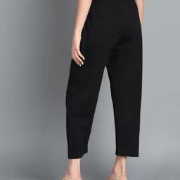 alan jones Women Relaxed Black Cotton Blend Trousers image 2