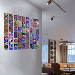 codersparadise 54 Pcs Trippy Psychedelic Posters For Room Wall Decor - 4 x 6 Inches Rectangle Self Adhesive Posters - Collage Kit For Girls, Boys, Teens - Wall Art For Bedroom, Living Room, Office Fine Art Print image 2