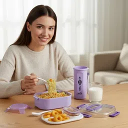 zyra WowBox Lunch & Bottle Combo Set 3 Containers Lunch Box image 2