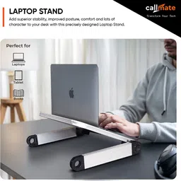 Callmate Angle Adjustment Aluminum Laptop Stand for MacBook, Book, Laptop Stand for Desk Aluminium Desk Stand Laptop Stand Compatible with Universal Laptops image 2