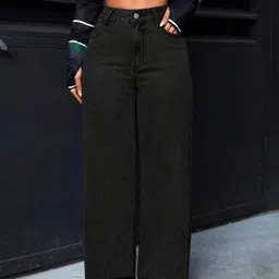 Women Straight Fit High Rise Black Jeans-image-60