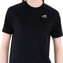 hundred Women Solid Round Neck Polyester Black T-Shirt-picture-14