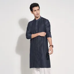 indus route by pantaloons Men Solid Viscose Rayon Straight Kurta-picture-19