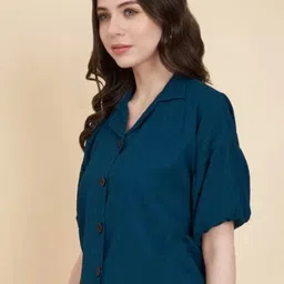 sysbella fashion Women Regular Fit Solid Lapel Collar Casual Shirt image 5