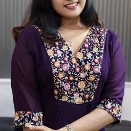 kedarnath Women Embroidered Georgette Flared Kurta image 2