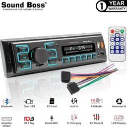 sound boss SB-49 Charge Pro+ DUAL USB Bluetooth Wireless With Phone Caller Id Receiver Universal Car Stereo (Single Din) Car Stereo image 2