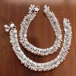 qrown Designer Payal Alloy, Silver Anklet-picture-30