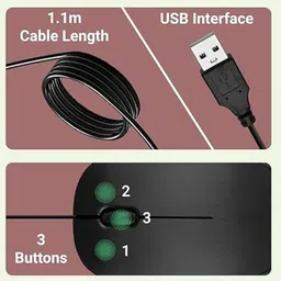 Adefex Full Set-Up Wied Keyboard | Wired Mouse | 4 Port USB Hub Combo Set image 5