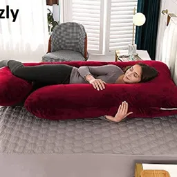 ozly Microfibre, Polyester Fibre Pregnancy Pillow Pack of 1 Solid ultra soft j shaped pillow image 5