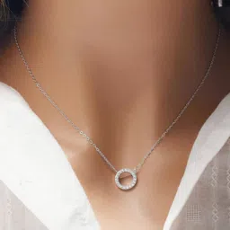 zarkan Hallmark 925 Silver Love Ring Pendant with Chain | Certified Gift Rhodium Cubic Zirconia Sterling Silver Pendant-picture-18